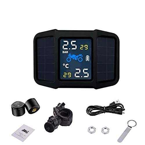 Motorcycle tpms Tire Pressure Monitoring System Solar Power with 2 External Sensor - Motorcycle TPMS Solar Power with 2 External Sensors USB and waterproof