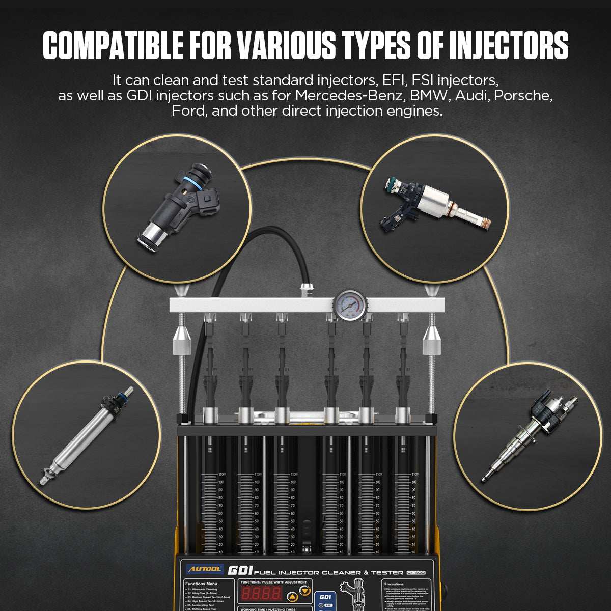 AUTOOL CT400 Fuel Injector Cleaning Tester with GDI Test - AUTOOL CT400 Fuel Injector Cleaning Tester with GDI Test for cleaning