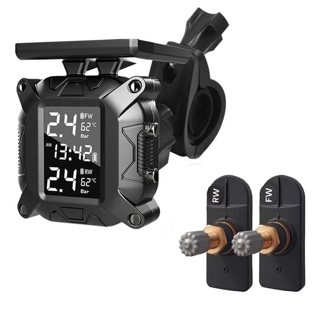 Internal tyre pressure monitoring system For 2 Wheeler Solar ,2 Internal Sensors - Internal Tyre Pressure Monitoring System - Wireless & Solar TPMS BIKE.