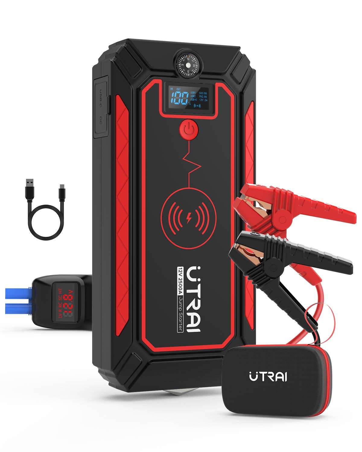 UTRAI Jstar 4 Jump Starter with Wireless Charger 2500A Peak 16000mAh - Battery Jumper UTRAI Jstar 4 Starter 2500A with Wireless Charger 3.0