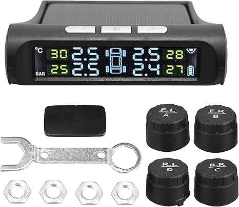 CAR EXTERNAL Tyre Pressure Monitoring System TPMS Wireless Solar Power and USB Charger Monitor - Tyre Pressure Monitoring System Wireless Solar USB Charger EXTERNAL