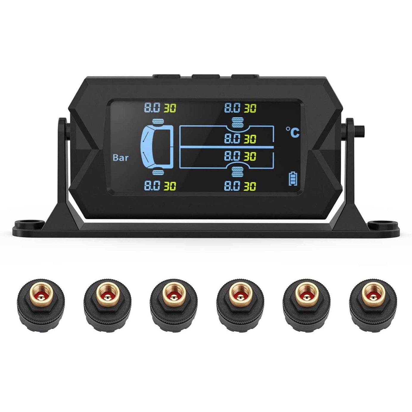 TRUCK EXTERNAL Tire Pressure Monitoring System, for RV Travel Trailer Truck Fifth Wheel- 6 SENSOR - Semi Truck Tire Pressure Monitoring System - 7.84” Solar Model 6 TYRE