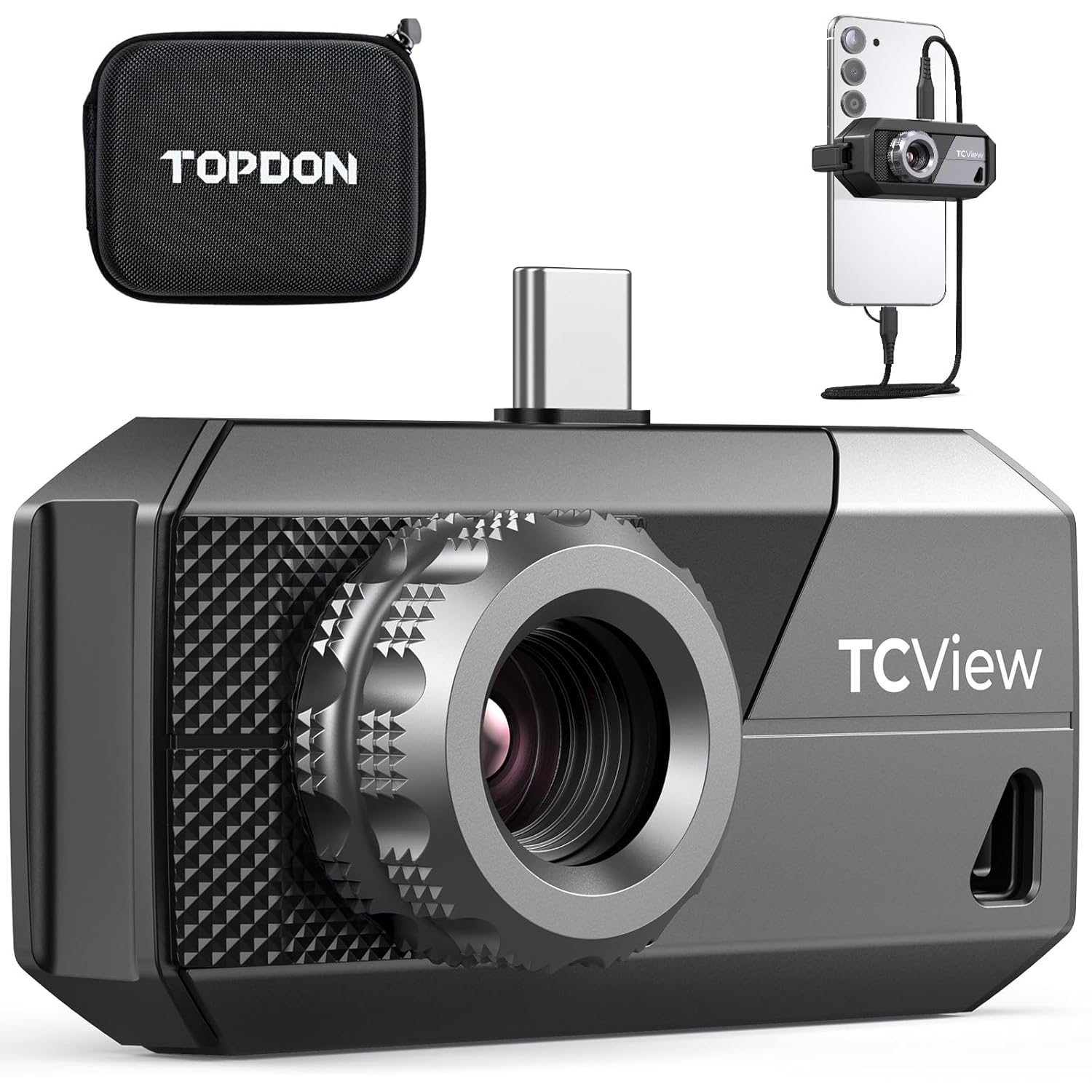 TOPDON TS001 Thermal Camera for Android, 9mm Adjustable Lens, Observation Range 0.1 to 500M, 256x192 IR High Resolution - Android 9mm Adjustable Lens, Observation Range 0 Thermal Camera