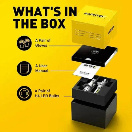 AUXITO 2024 Upgraded H4 9003 led headlight bulbs 800% Super Bright, 6500K White 2SET - SAFE DRIVES