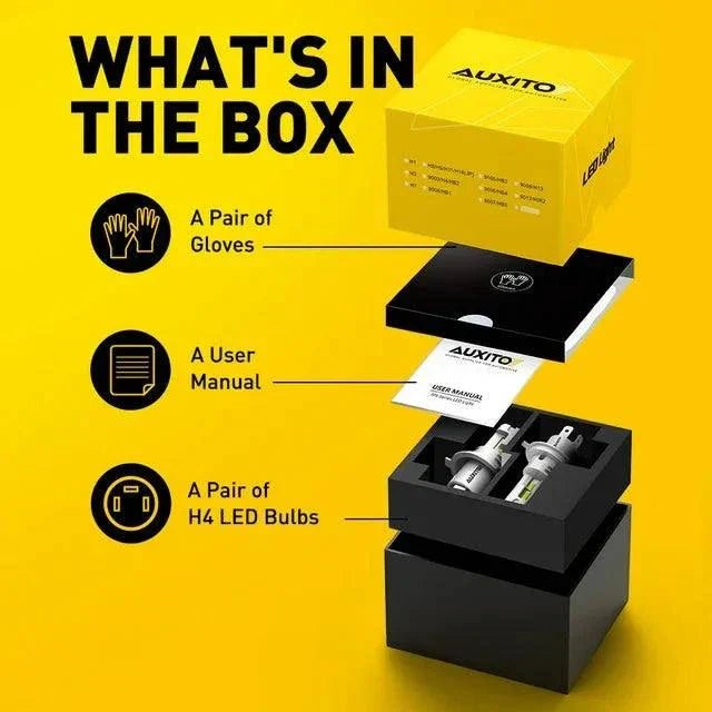 AUXITO 2024 Upgraded H4 9003 led headlight bulbs 800% Super Bright, 6500K White 2SET - SAFE DRIVES