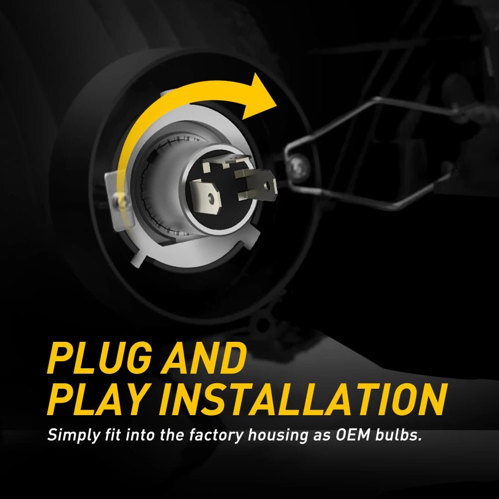 AUXITO H4 HB2 9003 Fog Bulbs 300% Brighter 6000K Cool White Plug and Play - 2SET - SAFE DRIVES