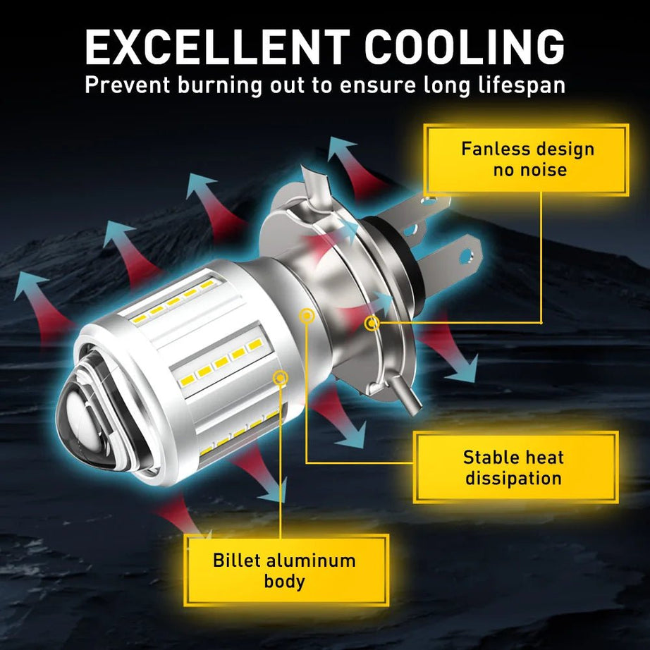 AUXITO H4 LED Headlight Bulb Motorcycle 9003 HB2 LED Light 6000K White for High - SAFE DRIVES