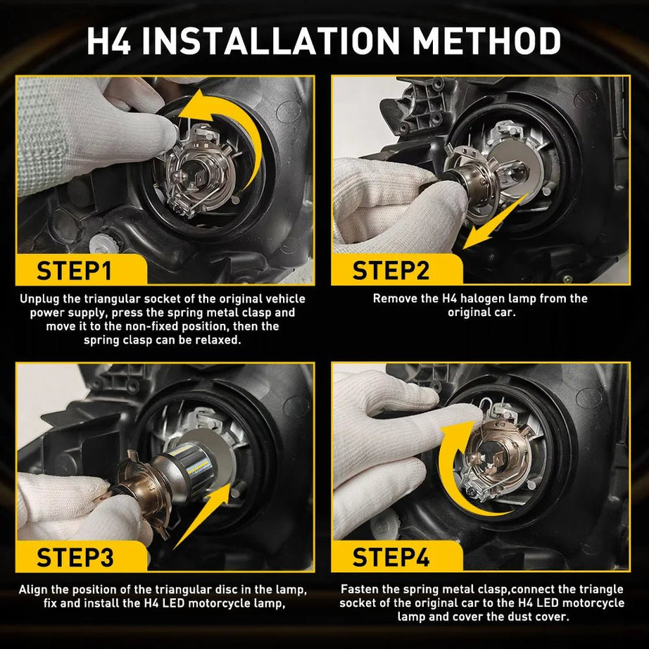 AUXITO H4 LED Headlight Bulb Motorcycle 9003 HB2 LED Light 6000K White for High - SAFE DRIVES