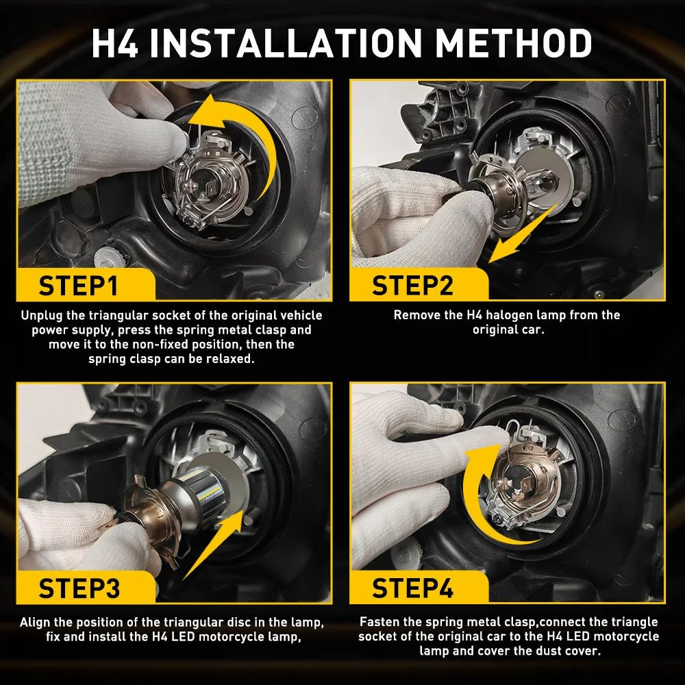 AUXITO H4 LED Headlight Bulb Motorcycle 9003 HB2 LED Light 6000K White for High - SAFE DRIVES