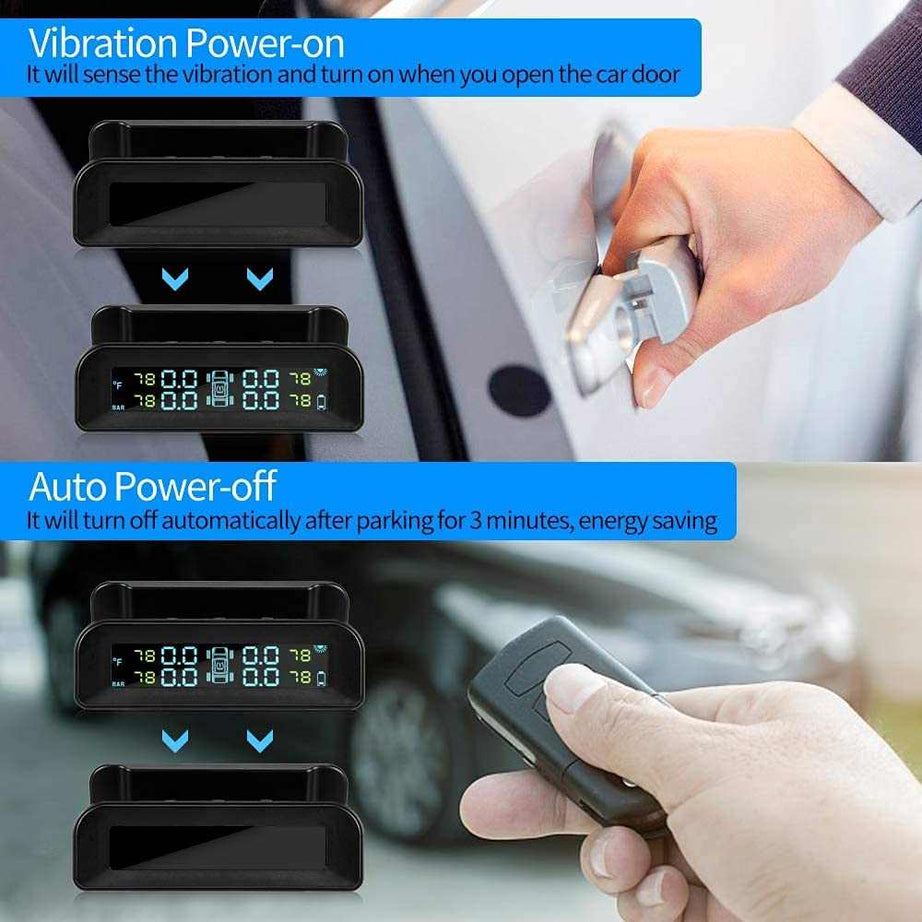 CAR Internal TPMS D260 Solar internal tire pressure sensor SYSTEM with HD Digital LCD Display Auto Alarm System