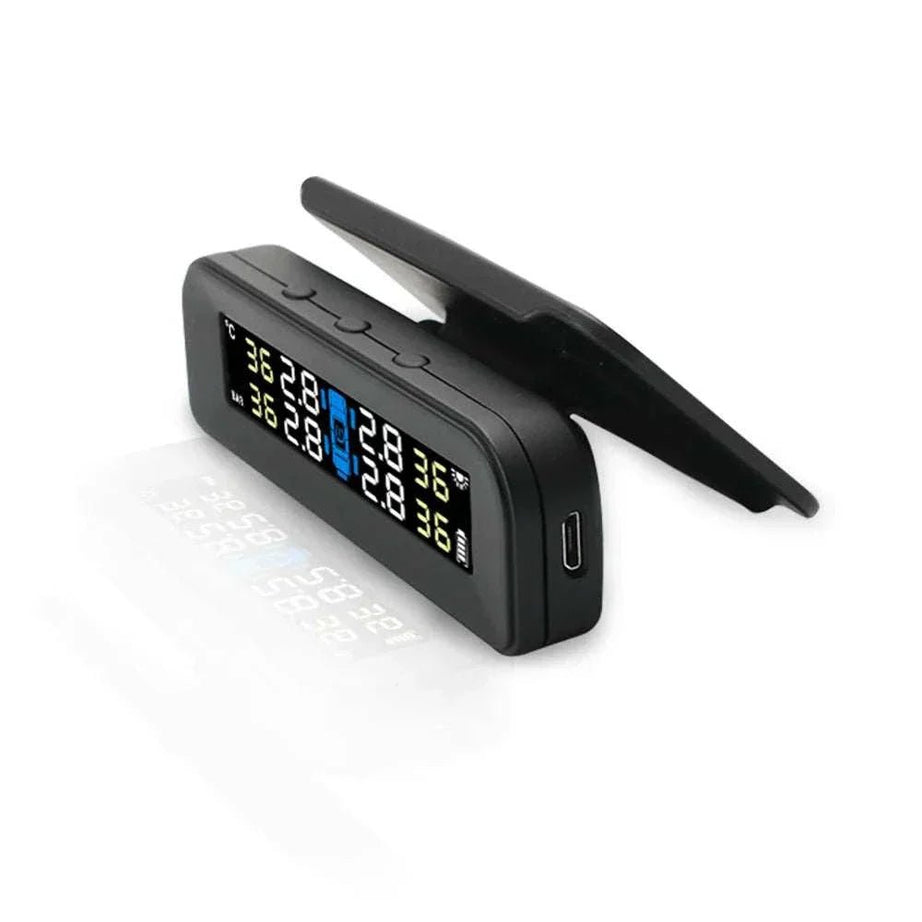 CAR Solar Power Tpms Wireless Automatic tire pressure monitoring system - EXTERNAL SENSOR - SAFE DRIVES