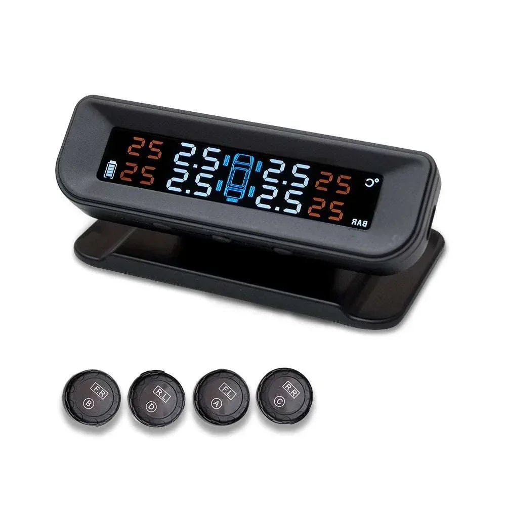 CAR Solar Power Tpms Wireless Automatic tire pressure monitoring system - EXTERNAL SENSOR - SAFE DRIVES