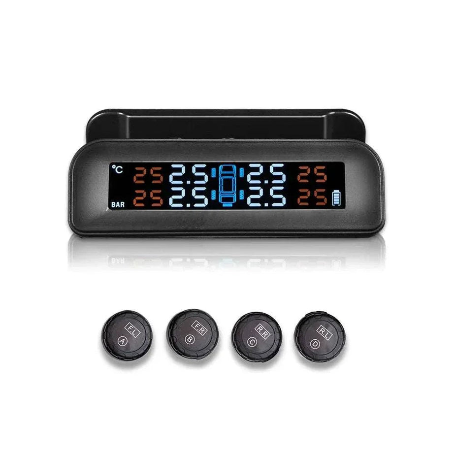 CAR Solar Power Tpms Wireless Automatic tire pressure monitoring system - EXTERNAL SENSOR - SAFE DRIVES