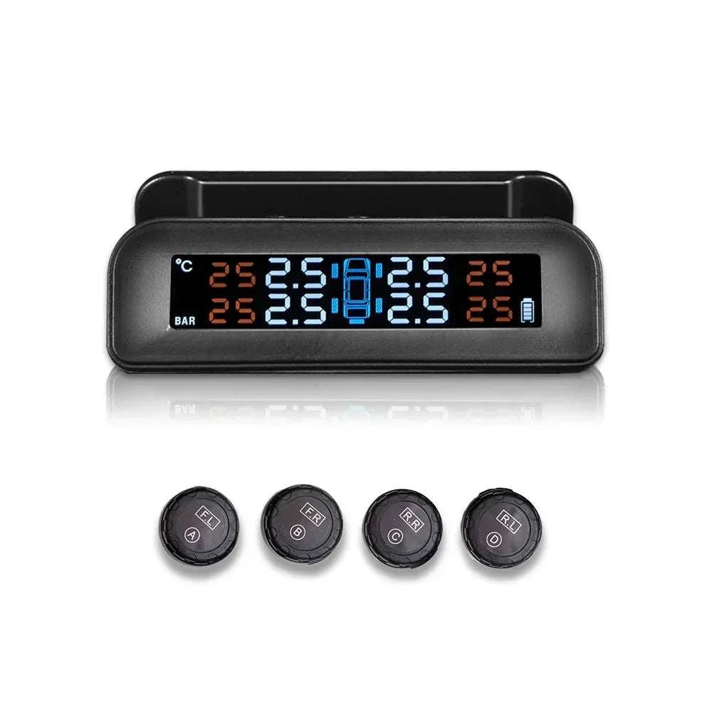 CAR Solar Power Tpms Wireless Automatic tire pressure monitoring system - EXTERNAL SENSOR - SAFE DRIVES