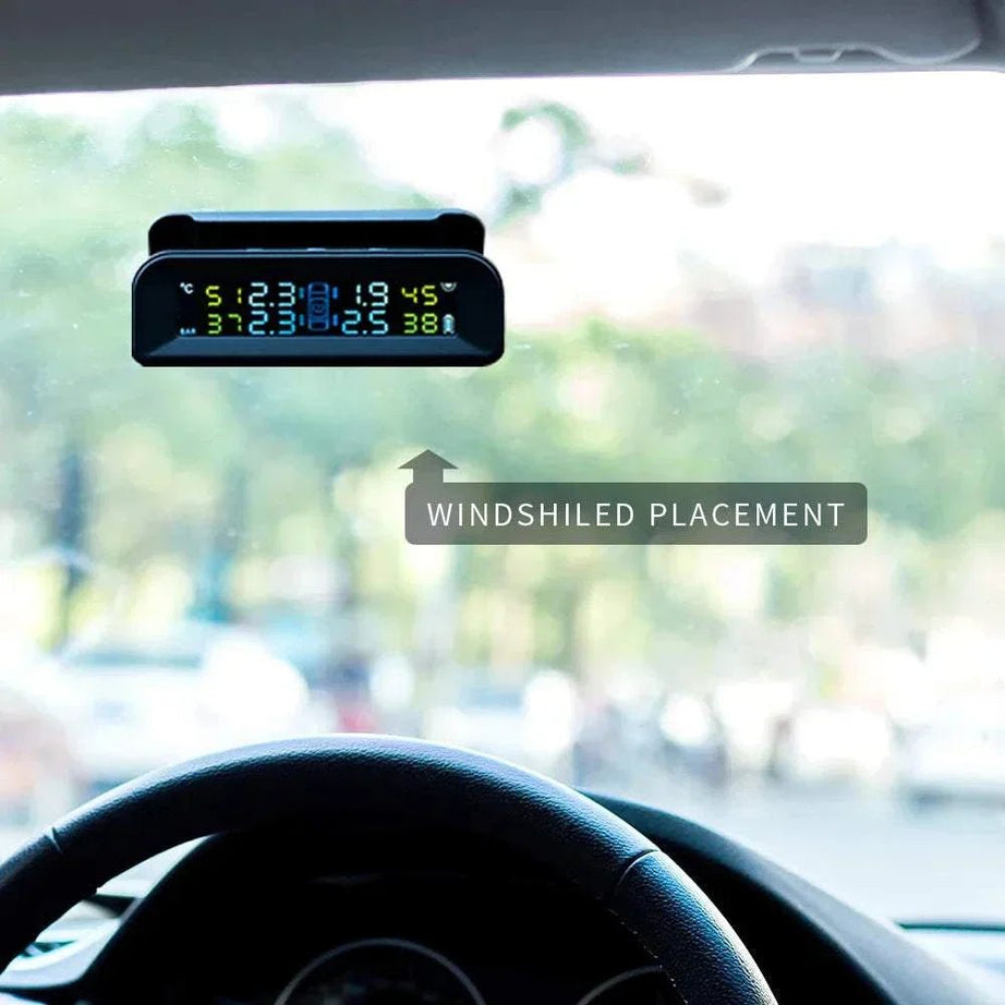 CAR Solar Power Tpms Wireless Automatic tire pressure monitoring system - EXTERNAL SENSOR - SAFE DRIVES