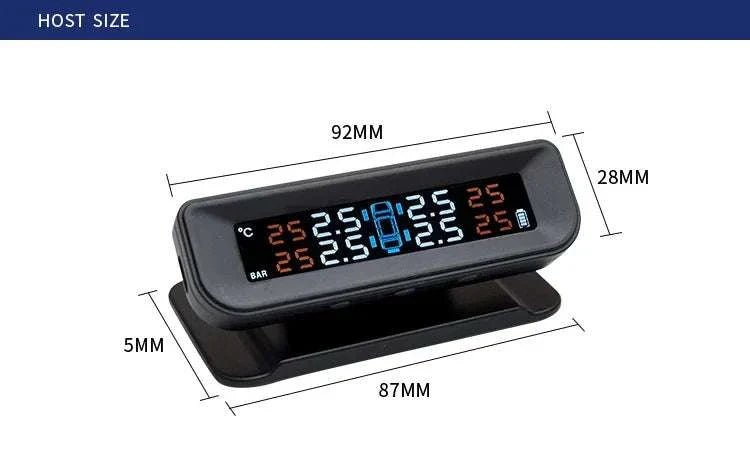 CAR Solar Power Tpms Wireless Automatic tire pressure monitoring system - EXTERNAL SENSOR - SAFE DRIVES