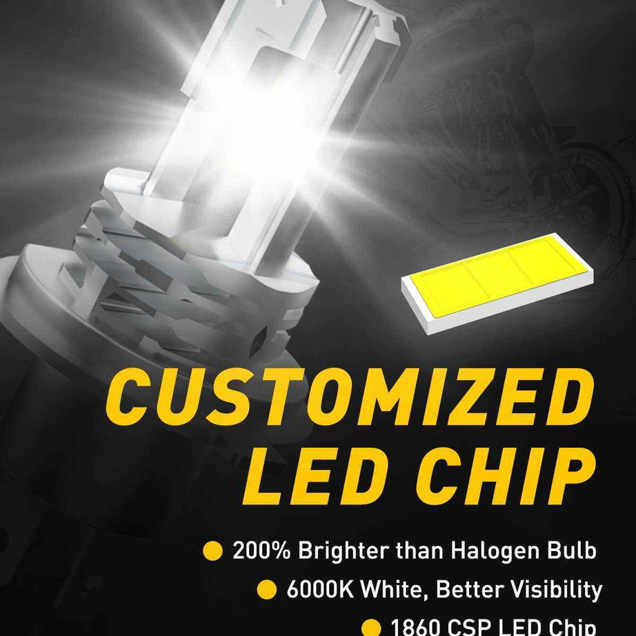 H4 Led Motorcycle Headlight, 9003 HB2 LED Light 6000K White for High and Low Hi/Lo Beam 1860 CSP LED Chips - SAFE DRIVES