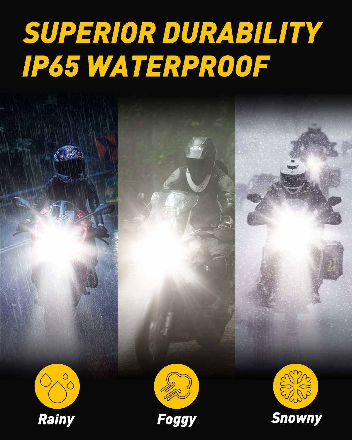 H4 Led Motorcycle Headlight, 9003 HB2 LED Light 6000K White for High and Low Hi/Lo Beam 1860 CSP LED Chips - SAFE DRIVES