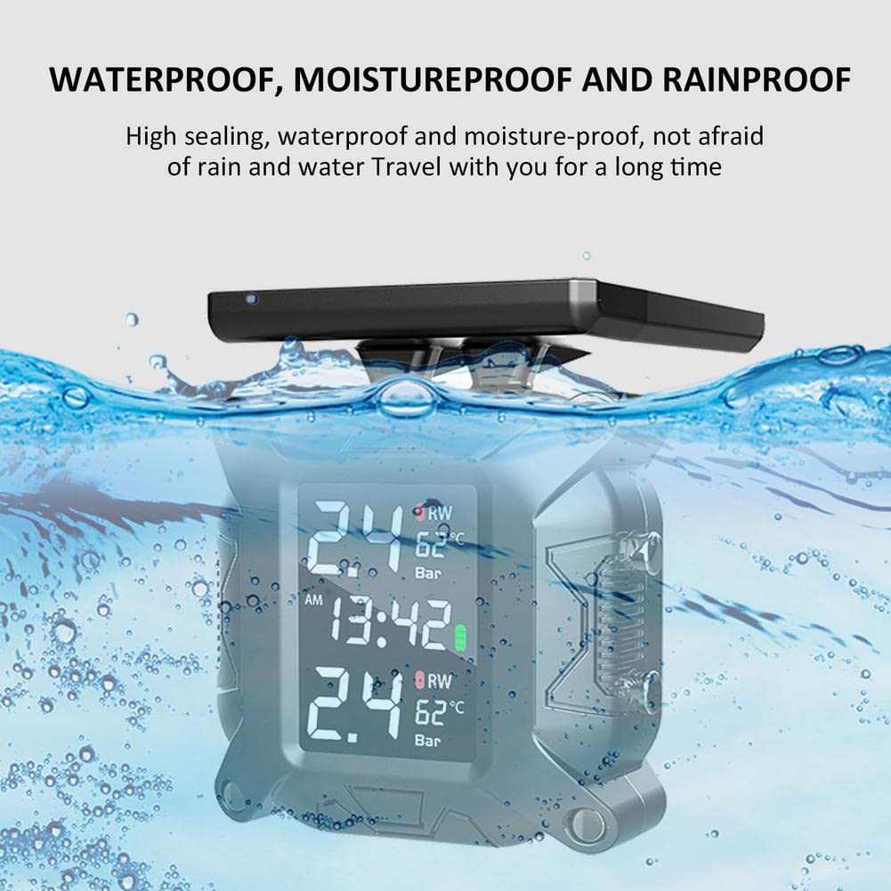 Motorcycle Tire Pressure Monitoring System Wireless , for Motorcycle with 2 External Sensors - SAFE DRIVES