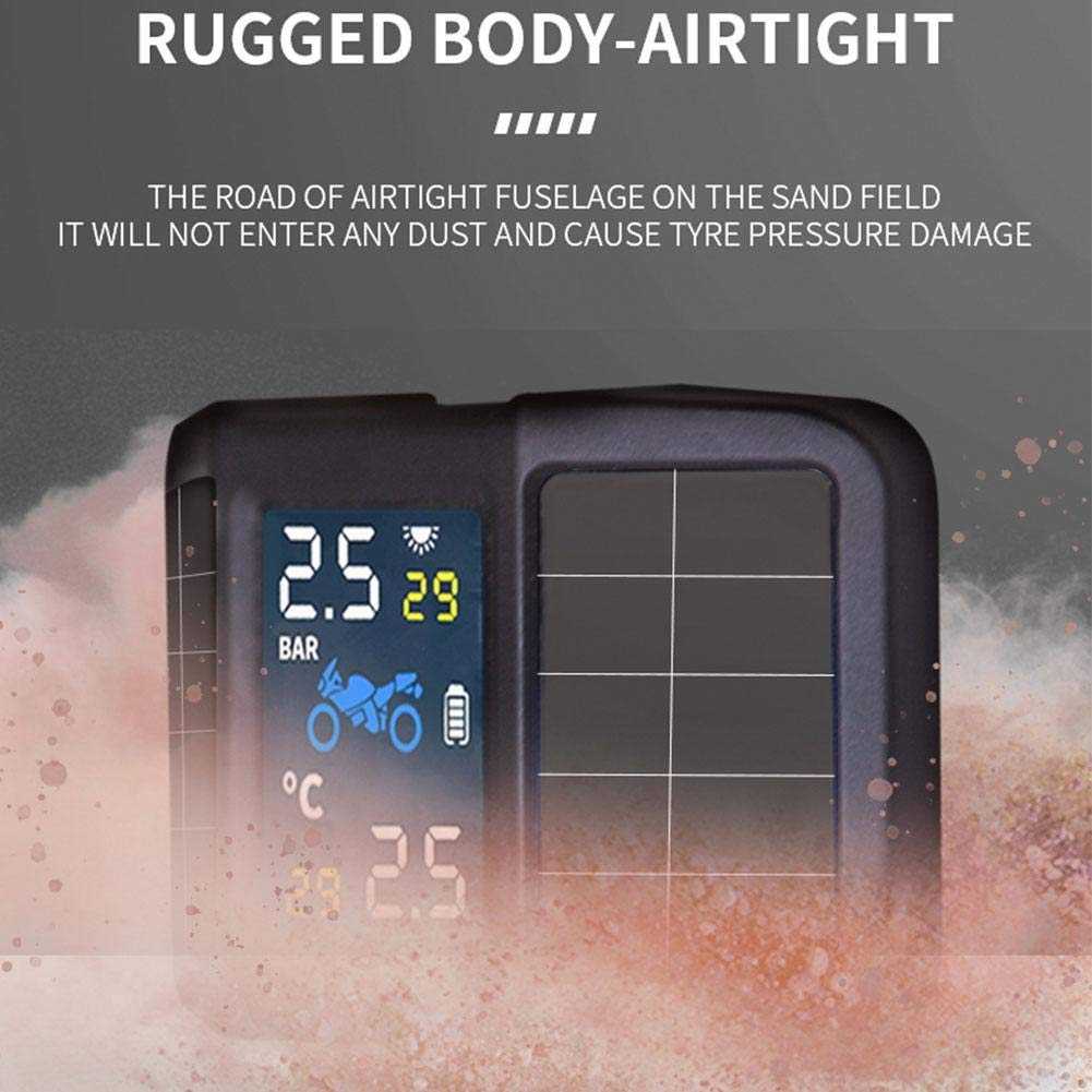 Motorcycle tpms Tire Pressure Monitoring System Solar Power with 2 External Sensor - SAFE DRIVES