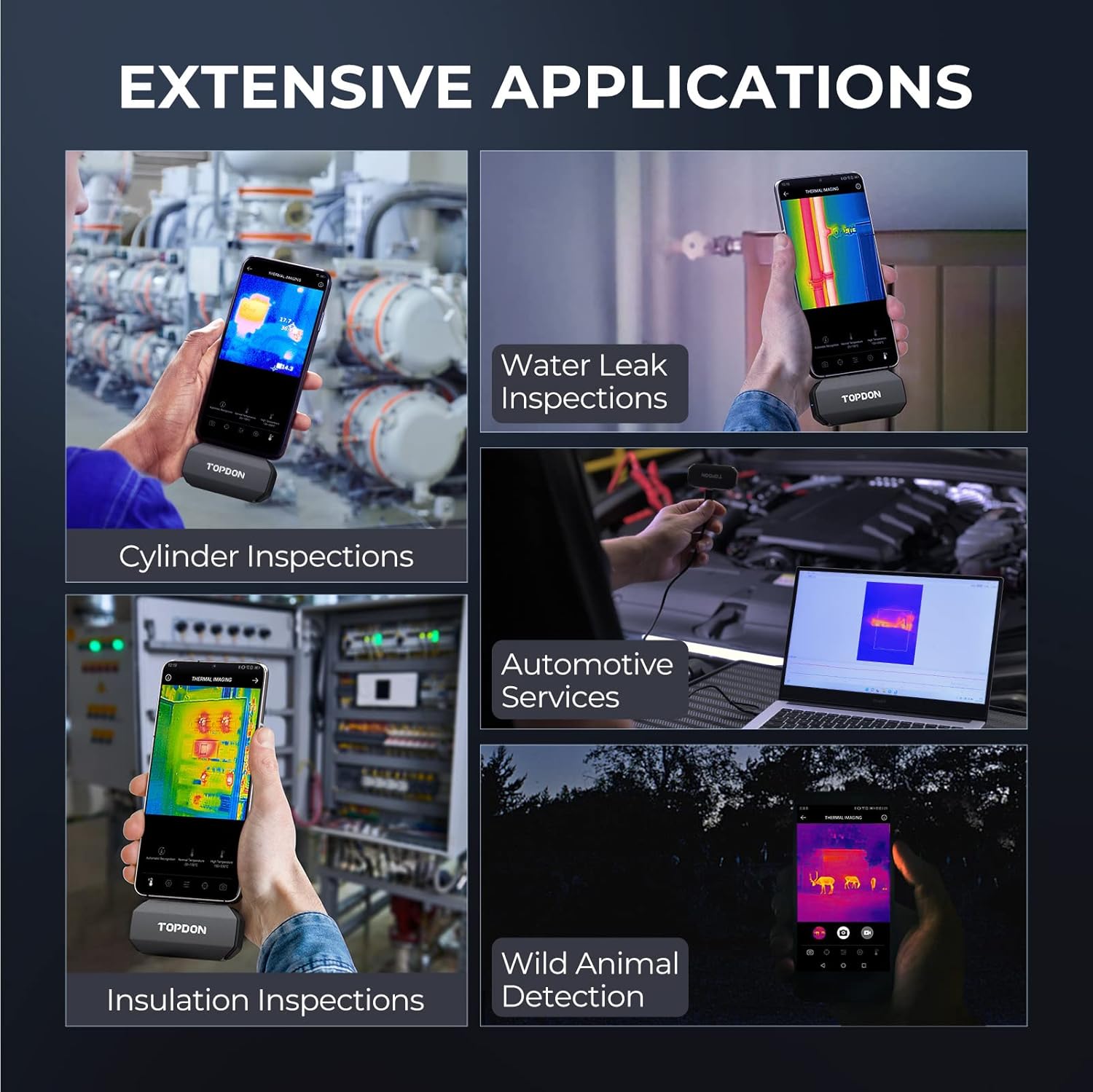 TOPDON TC001 Thermal Imaging Camera , 256x192 IR Temp Alarm, - 4°F~1022°F - Android - SAFE DRIVES