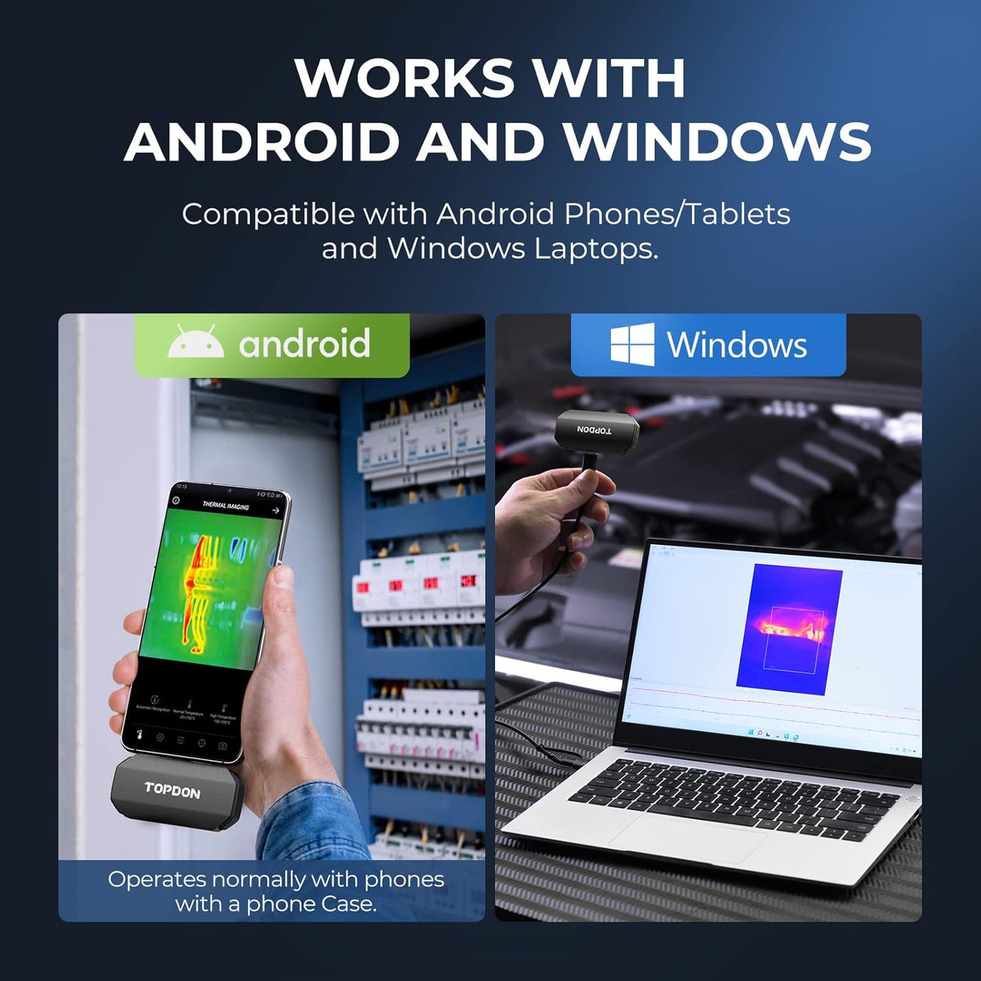 TOPDON TC001 Thermal Imaging Camera , 256x192 IR Temp Alarm, - 4°F~1022°F - Android - SAFE DRIVES