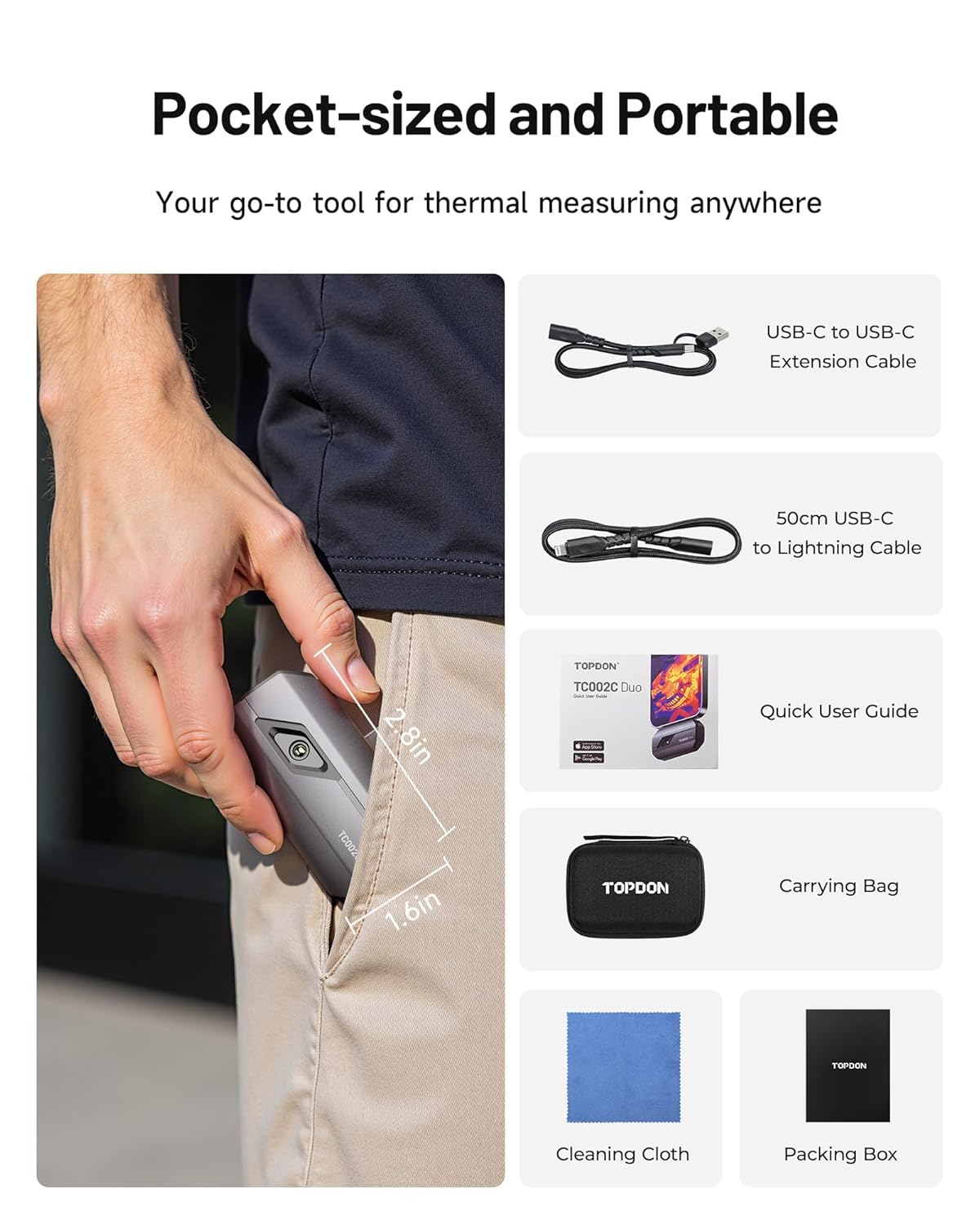 TOPDON TC002C Duo USB‑C Thermal Camera with Super Resolution - SAFE DRIVES