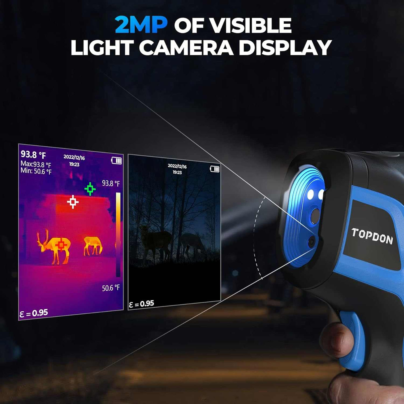 TOPDON TC005 256 x 192 IR High Resolution Dual-Camera Thermal Imaging Camera with 12-Hour Battery Life and 2MP Visual Light - SAFE DRIVES