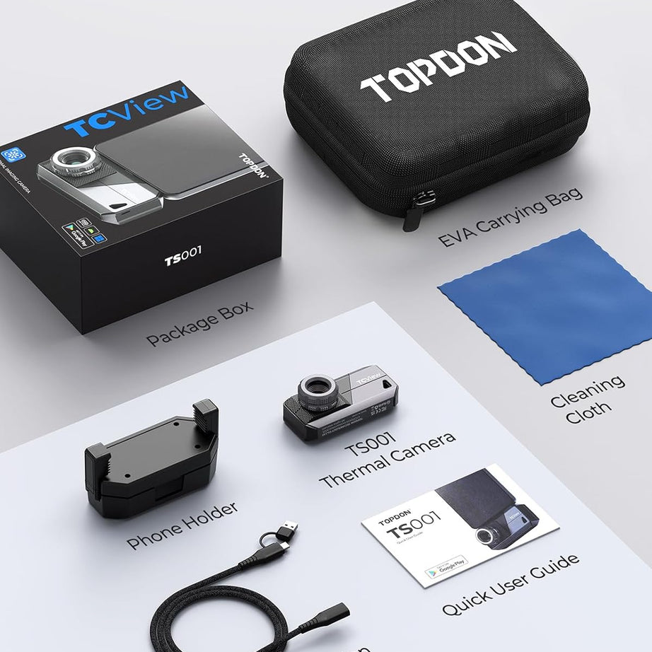 TOPDON TS001 Thermal Imaging Camera for Android - 9mm Lens, 500M Range, 256x192 IR Resolution - SAFE DRIVES-