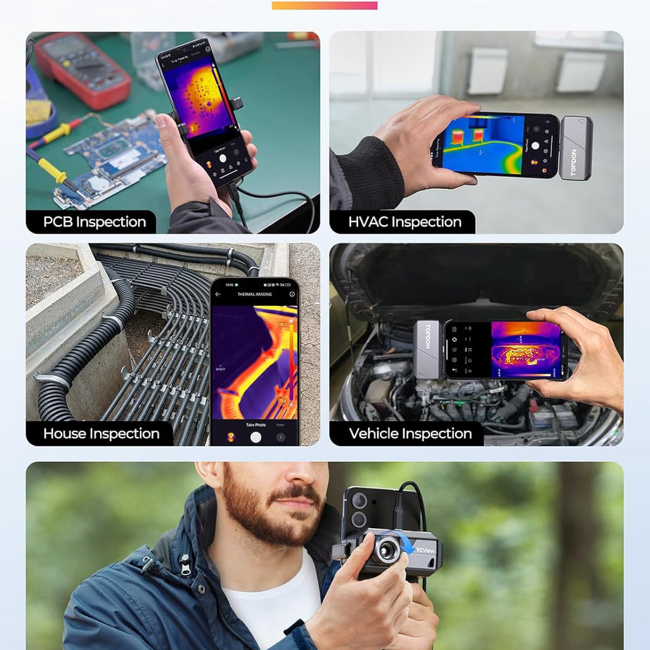 TOPDON TS001 Thermal Imaging Camera for Android - 9mm Lens, 500M Range, 256x192 IR Resolution - SAFE DRIVES-