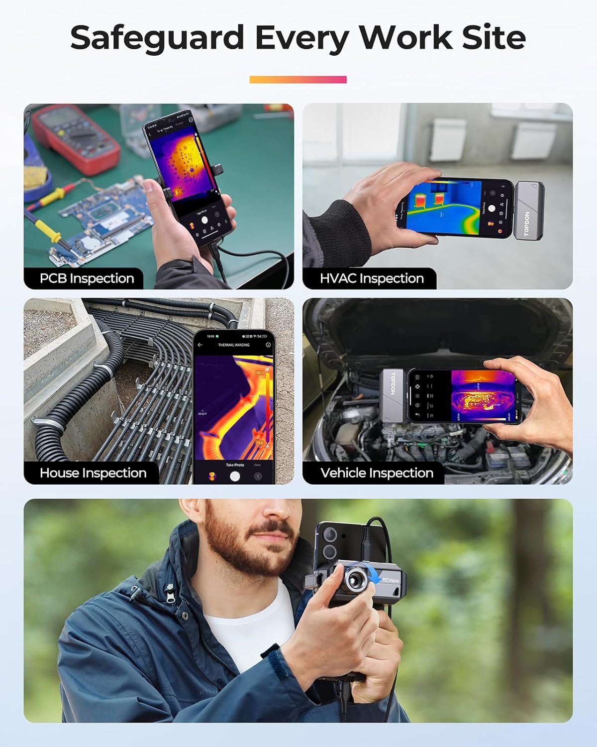 TOPDON TS001 Thermal Imaging Camera for Android - 9mm Lens, 500M Range, 256x192 IR Resolution - SAFE DRIVES-