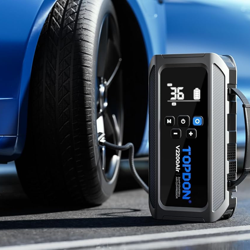 TOPDON V2200AIR 2 - in - 1 2200A Jump Starter with Air Compressor - SAFE DRIVES