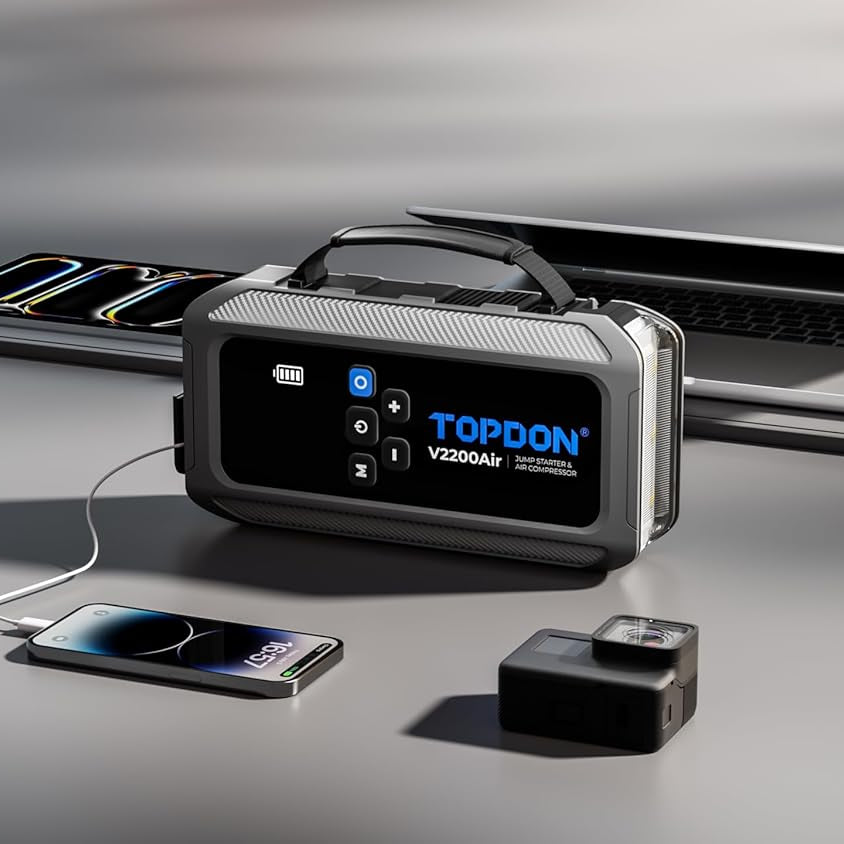 TOPDON V2200AIR 2 - in - 1 2200A Jump Starter with Air Compressor - SAFE DRIVES