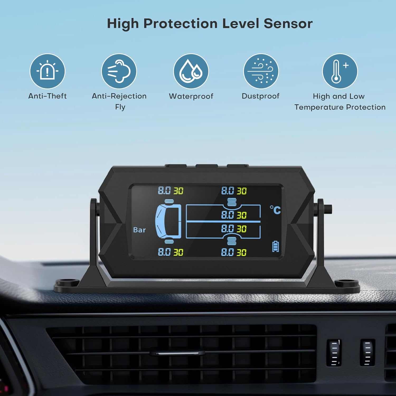 TRUCK EXTERNAL Tire Pressure Monitoring System, for RV Travel Trailer Truck Fifth Wheel - 6 SENSOR - SAFE DRIVES