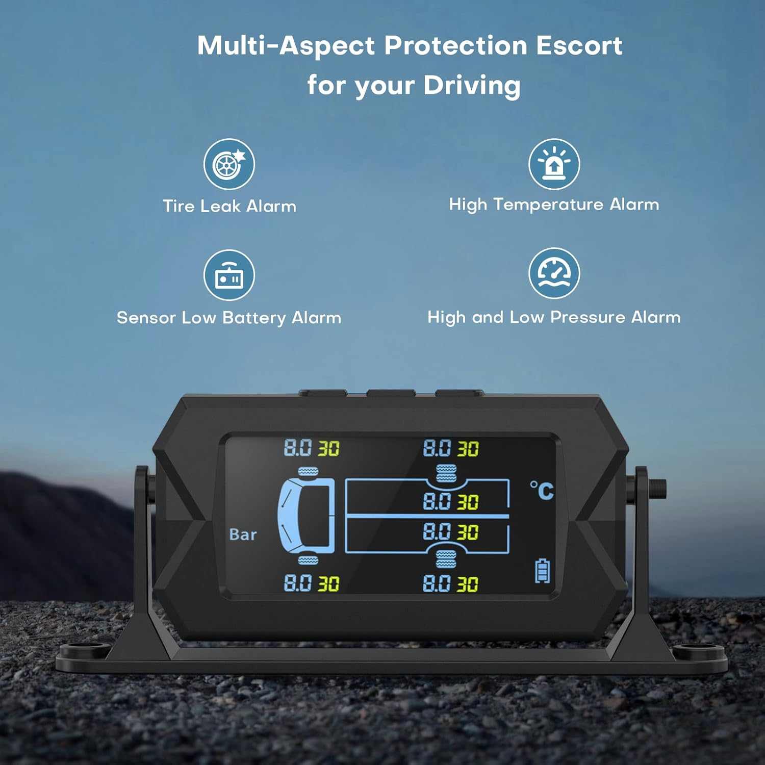 TRUCK EXTERNAL Tire Pressure Monitoring System, for RV Travel Trailer Truck Fifth Wheel - 6 SENSOR - SAFE DRIVES