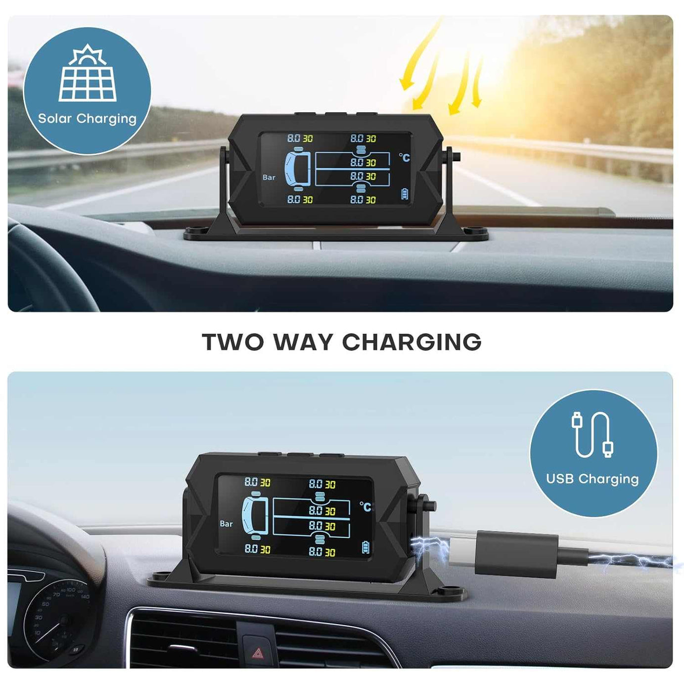 TRUCK EXTERNAL Tire Pressure Monitoring System, for RV Travel Trailer Truck Fifth Wheel - 6 SENSOR - SAFE DRIVES