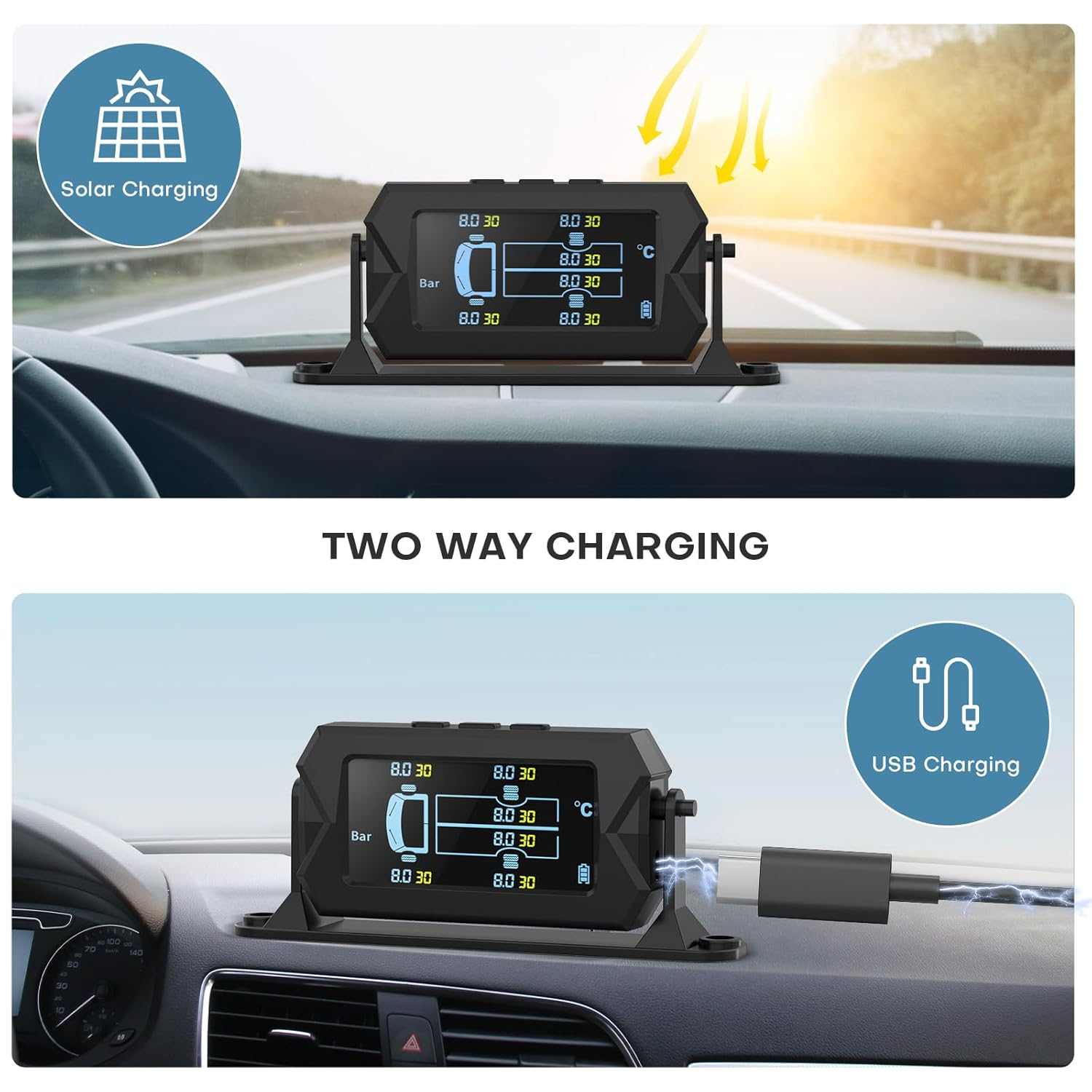 TRUCK EXTERNAL Tire Pressure Monitoring System, for RV Travel Trailer Truck Fifth Wheel - 6 SENSOR - SAFE DRIVES