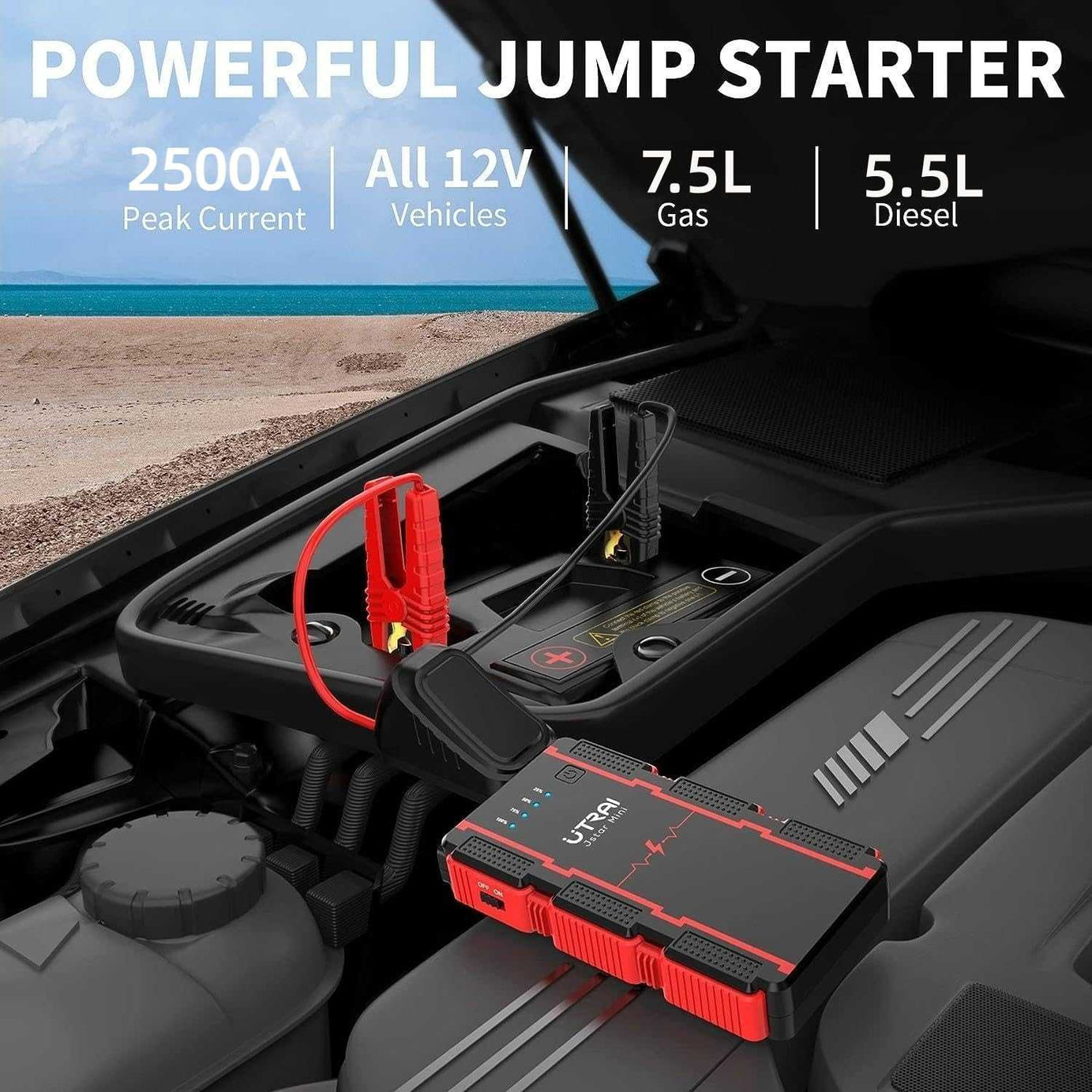 UTRAI JS - Mini Portable Car Jump Starter Pack, 1000A Peak 13000mAh - SAFE DRIVES