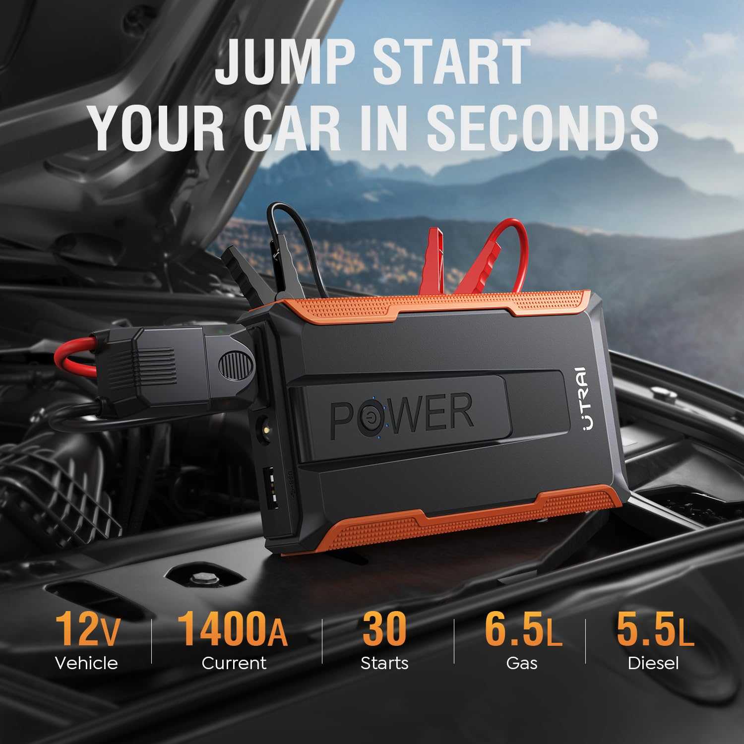UTRAI T1 Car Jump Starter Power bank 2000A Peak Current Jump Starter 13200Mah - SAFE DRIVES